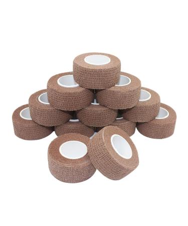 Self Adhesive Bandage Tape Self Adherent Stretch Medical Bandage Wrap Athletic Tape Cohesive Bandage Vet Tape 1Inch 5Yards-12Count Dark Skin Dark Skin 2.5cm*4.5m