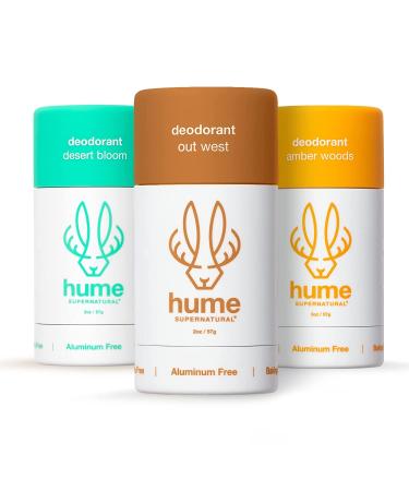 Hume Supernatural Roll-On Deodorant | Aluminum-Free Probiotic & Plant-Based - Long-Lasting for Men & Women - Desert Bloom Out West & Amber Woods - Buy Online on GoSupps.com