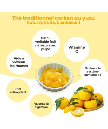 EasyCookAsia Korean Drink Th au Yuzu | Fruit sucr & citronn | Avec vitamine C | Pour th limonade cocktail & dessert | D couvrez la culture du th asiatique (500g) - Buy Online on GoSupps.com