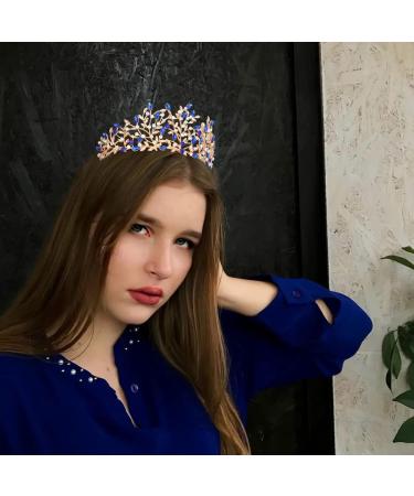 ToBaToBa Blue Crowns for Women - Vintage Gothic Queen Crown Princess Wedding Tiara - Buy Online on GoSupps.com