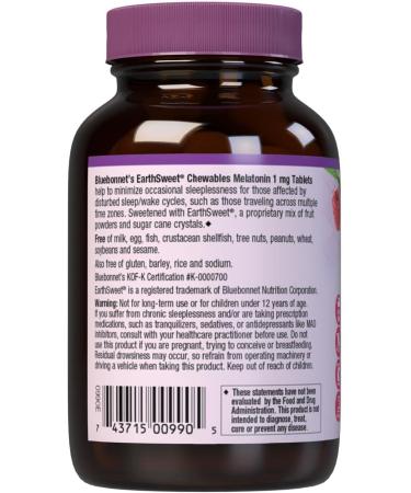 Bluebonnet Nutrition EarthSweet Melatonin 1 mg Fast-Acting Quick Dissolve Nighttime Relaxation & Restful Sleep Support - Sleep Aid - Gluten-Free Vegan - Flavor - Chewable Tablets Raspberry - Buy Online on GoSupps.com