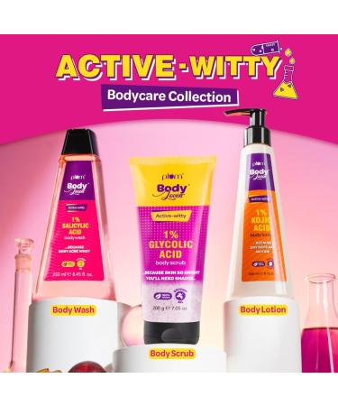 Pl.um BodyLovin Active-witty Body Wash | 1% Salicylic Acid + Vitamin B5 | Hydrating Shower Gel for Body Acne & Dull Skin | Fruity Fragrance | 250 ml - All Skin Types - Buy Online on GoSupps.com