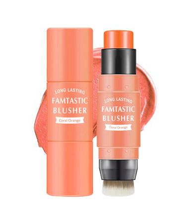 Erinde 3-in-1 cheekrouge & lip tint & eyeshadow creamy rouge stick for cheeks & lips with brushes easy-to-build moisturizing formula easy to use (03#) SET C