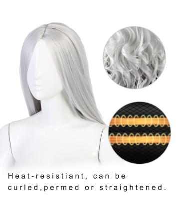 Biuzi Long White Wig | Synthetic Silver Hair for Costume & Parties | Straight Full Head Styles - Buy Online on GoSupps.com
