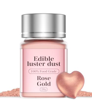 Jelife Rose Gold Edible Luster Dust - 20 grams Food Grade Cake Dust Shimmer Powdered, Tasteless Edible Metallic Powder Food Coloring for Cake Decorating, Chocolates, Fondant, Painting & More, Vegan Rose-Gold