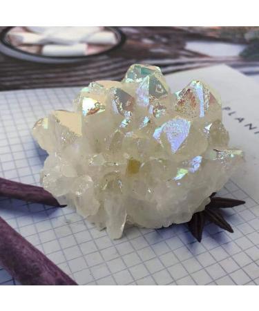 200-300g Natural White Angel Crystal Cluster Electroplating Titanium Coating Quartz Cluster Stone Beautiful Crystal - Buy Online on GoSupps.com