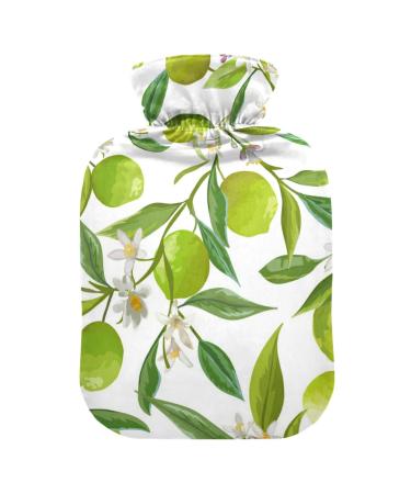 Hot water bottles with cover flowers green lemon hot water bag for pain relief neck shoulder pain heating bag 2 liters