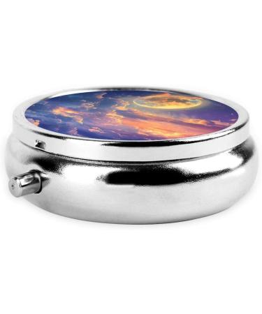 Lovely Giant Moon Portable Metal Pill Box | Round Mini 3-Compartment | Travel Essential | Hinged Design for Small Pills - Black - Buy Online on GoSupps.com