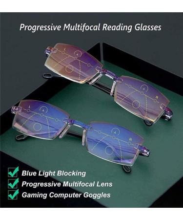 Luckky Titanium Progressive Multifocal Reading Glasses +2.0 | Dual-Use Anti-Blue Light Vision Diamond-Ground Bifocals & Case - Shop Internationally! - Buy Online on GoSupps.com