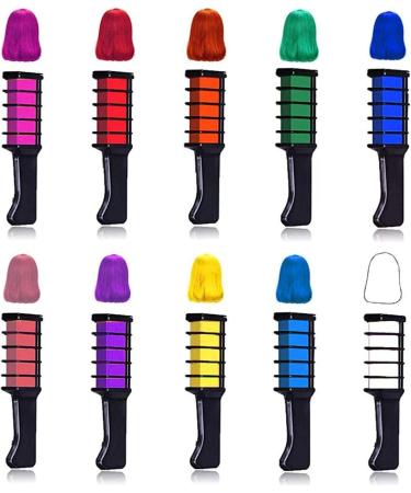 Lerkely Hair Chalk Comb Set - 10 Colors Temporary Hair Color for Girls | Washable Chalk Pens | Halloween Gift Idea - Buy Online on GoSupps.com