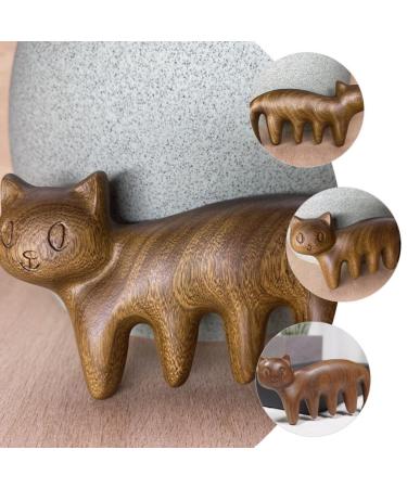 Didiseaon Cat-Shaped Wooden Massage Comb | Sandalwood Wide Tooth Scalp Comb for Men Women & Maternity - Buy Online on GoSupps.com