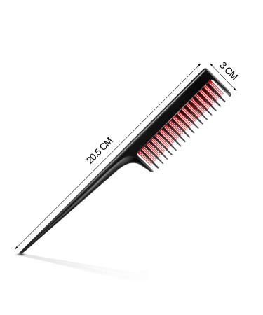 3 Piece Triple Teasing Comb Set - Rat Tail Combs for Women - Perfect for Root Teasing, Adding Volume, and Evening Styling - Black and Red - Buy Online on GoSupps.com