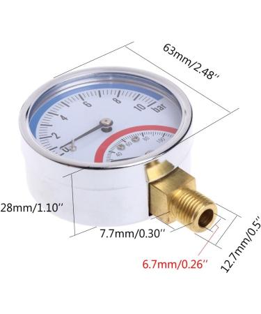 GUMEI 10 Bar Temperature Pressure Gauge - G1/4 Thread 2-in-1 Thermometer Monitor for Accurate Readings - Buy Online on GoSupps.com