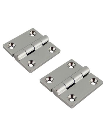 NRC&XRC Marine Grade CAST Solid 316 Stainless Steel Mirror Polished Butt Hinges Marine Stainless Steel Heavy Duty 1.5" x 1.5"/2"x2" Pair for Boat, RVs 2*2