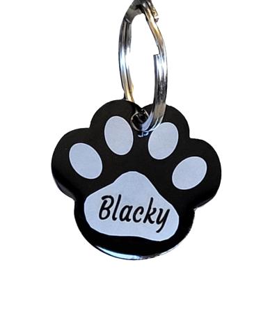Dog brand made of stainless steel in paw shape with engraving - animal brand dog cat puppy 3 sizes 6 colors (S 25mm x 23mm black) S 25mm x 23mm black