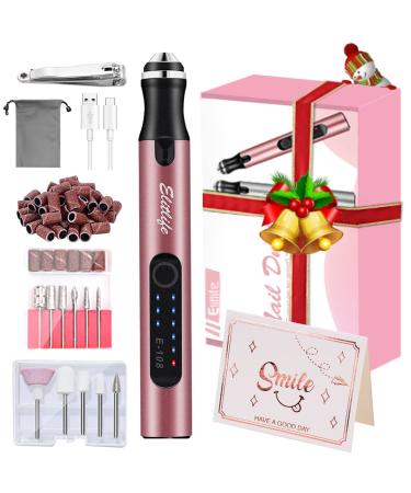 Electric nail files nail cutter for gel nails 12 in 1 professionally electrical nail file usb manicure pedicure set with grinding ribbons and nail drills for nail studio DIY while traveling (pink)