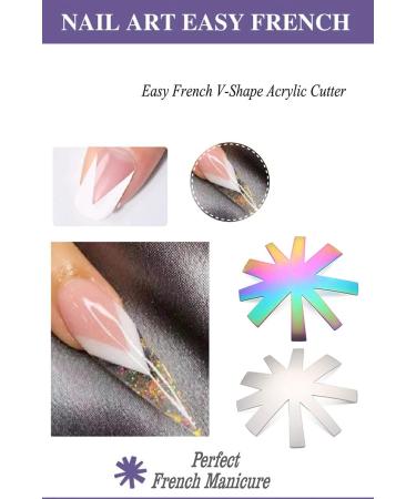 French Smile Line Tip Cutter Set - Nail Art Manicure Edge Trimmer Stencil - Almond V Shape Plate Guides Module - DIY Nail Acrylic Tool Kit - Buy Online on GoSupps.com