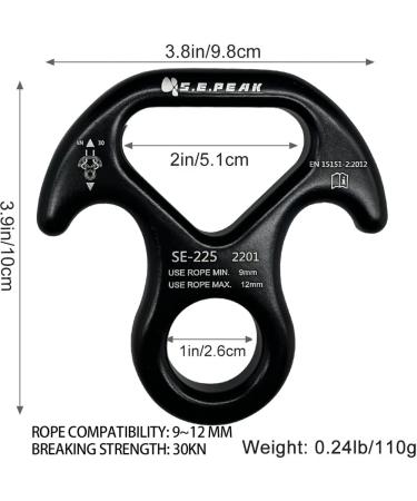 Peak Rescue Figure 8 Descender - Aluminum Alloy Black | 30kN - Climbing Gear for Rock Climbing & Rigging - Buy Online on GoSupps.com