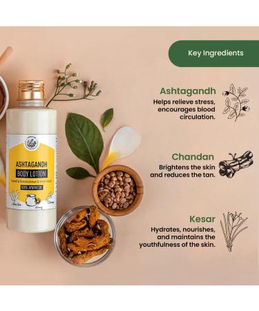Ashtagandh Body Lotion - Ayurvedic Formula with Kesar & Chandan | Inspired by Rudrabhishekam Temple Secrets | 200 ml - Buy Online - Buy Online on GoSupps.com
