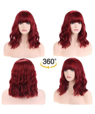 Buy Beron 35.6 cm Wine Red Short Curly Synthetic Wig with Pony & Wig Cap - Perfect for Women & Girls | International Shipping Available - Buy Online on GoSupps.com