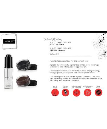 INGLOT Beauty Box Bundle - Duraline + AMC Eyeliner Gel 77 & 90 (3-Piece Set) - Buy Online on GoSupps.com