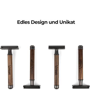 Prime Art Wood Razor - Sustainable Zebraholz Razor with 10 Blades | Gun Metal Wet Razor for Men & Women - Buy Online on GoSupps.com