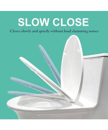 Elongated Toilet Seat Slow Close Toilet Seat Quick Release Adjustable Hinge Easy Clean Easy Install Fits Most Standard Elongated Toilets (Width 38.5 Length 42-48) White D Little Surprise - Buy Online on GoSupps.com