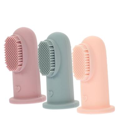 Gleavi newborn toothbrush 3st toothbrush bite toy for babies finger brush massage mouth cleaning massage device tongue cleaner for babies pebble gel child fingering soft fur