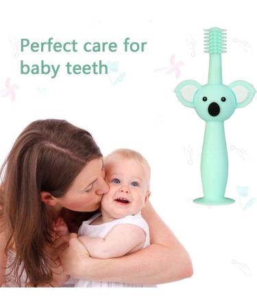 Vicloon Silicone Toothbrush for Babies | Koala Head Handle Suction Cup Design Protective Ring Storage Box & 2 Interchangeable Brush Heads - International Shipping Available - Buy Online on GoSupps.com