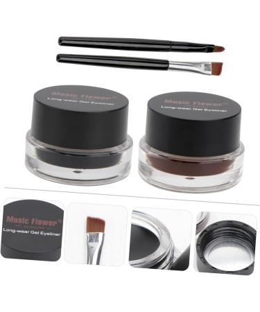 FOMIYES 2pcs Eyeshadow Dark Brown Eyeliner Black Eye Shadow Cream Liquid Eyeliner Water Proof Eyeliner Brush - Buy Online on GoSupps.com