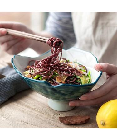 Japanese-Style Hand-Painted Ceramic Ramen Bowl Creative 7-inch Shaped Fruit Bowl Household Blue Soup Bowl Retro Tableware Kitchenware Onecolor