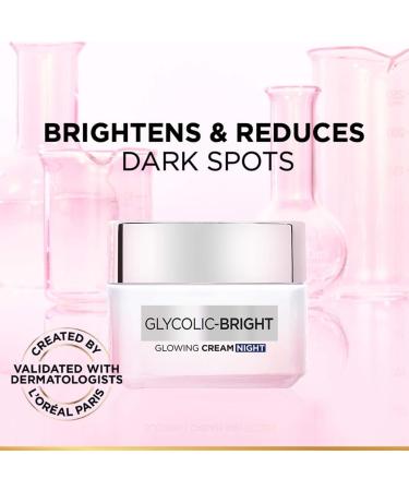 L'Oreal Paris Glycolic Bright Glowing Night Cream 50ml | Overnight Brightening Cream with Glycolic Acid that Visbily Minimizes Spots & Reveals Glowing skin - Buy Online on GoSupps.com