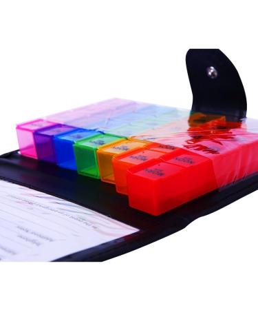 Easy Open 7 Day Travel Pill Organizer Box - Small to Medium Weekly Case for Medications Vitamins & Prescriptions - Includes Tablet Cutter - Rainbow Reminder - Buy Online on GoSupps.com