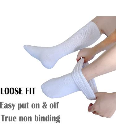 Extra Wide Lymphedema & Swollen Feet Socks - 2 Pairs (White) - Bariatric, Medical, Diabetic, Non-Binding Socks for Neuropathy Swelling - Men & Women - Buy Online on GoSupps.com