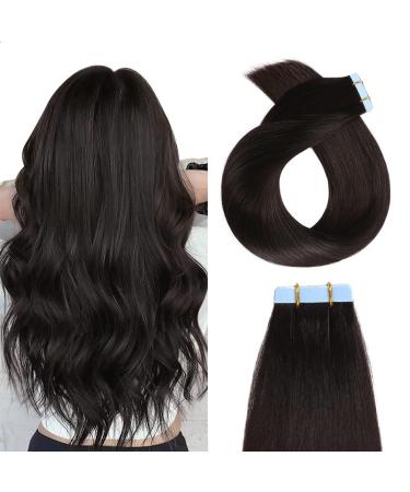 Yilite tape extensions real hair natural black 60cm 20 pieces 50g tape in extensions real hair invisible silky straight skin weft tape in naturally extensions (60cm #1b natural black) 60cm #1b off black