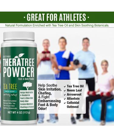 TheraTree Foot Body & Shoe Powder | Odor & Moisture Control with Organic Tea Tree | 4 oz Natural Fresh Scent - Buy Online on GoSupps.com