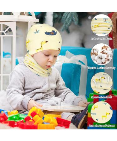 Baby Cotton Hat and Scarf Set - Soft Beanie Cap and Loop Scarf for Autumn/Winter | Yellow, 1-3 Years - Buy Online on GoSupps.com