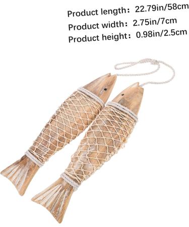Alipis 1 Pair Wooden Fish Decorative Pendant Vintage Decor Wooden Fish Wall Art Wall Hanging Decor Nordic As Shown 58X7CM - Buy Online on GoSupps.com