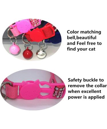 THAIN Basic Adjustable Cat Collar with Bling Diamond, Breakaway and Bell - Pink for Kitten Girls and Boys - Buy Online on GoSupps.com
