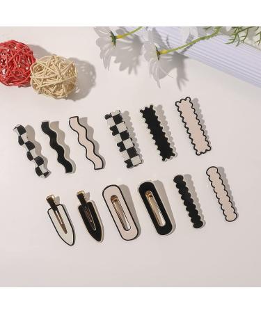 12Pcs Elegant Geometric Acrylic Resin Hair Barrettes - No Bend Clips for Girls and Women - Vintage Hairpins for Styling - Buy Online on GoSupps.com