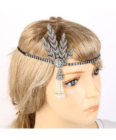 Gatsby Style 1920s Flapper Headband with Rhinestone Crystal Tassel - Golden Tone - Buy Online on GoSupps.com