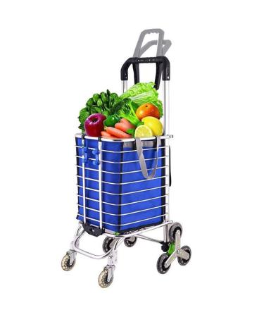 Three-Wheel Small Stroller Fashion Heightening Home Hand Push Upstairs Transport Two-Layer Handle Reinforcement Dual-use Shopping Cart 8 Wheels