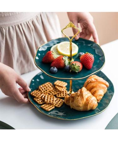 SHAOHUASC European Ceramic Double-Layer Skewer Plate Dessert Plate Cake Plate Flat Plate Jewelry Display Stand - Buy Online on GoSupps.com