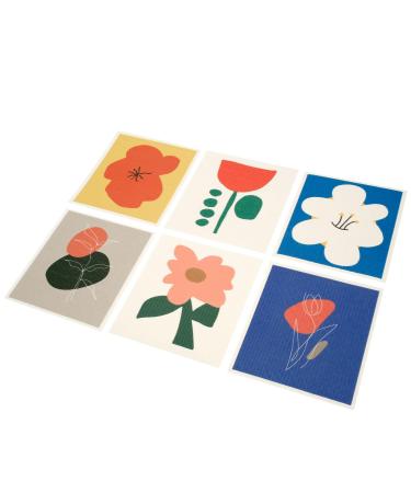 KHZSPP Reusable Swedish Dishcloths Swedish Dish Towels with Cute Pictures Absorbent Cellulose Sponge Cloths Light Swedish Sponge Cloths for Table(6PCS)