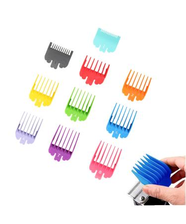 10 Pcs Guide Comb Set Universal Hair Clipper Limit Comb Guide Attachment Replacement with Clip Hair Clipper Guide Comb(10 colors))