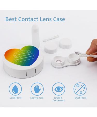 Hamburger Lover Rainbow Round Case For Contact Lens Kit Storage Box with Mirror Printed - Buy Online on GoSupps.com