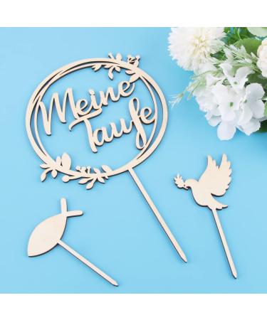 Colofalla 3-Piece Wooden Cake Topper for Baptism - Adorable Deaf Fish Decoration for Girls' Parties - Buy Online on GoSupps.com