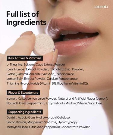 O'slab Nightlitol 2mg Melatonin & L-Theanine 200mg | GABA, Ecklonia Cava Extract Sleep Support Supplement | Natural Flavor Mint Chewables, Non-Pill | Women Wellness | 30 Mints - Buy Online on GoSupps.com