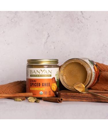 Banyan Botanicals Chai Spiced Ghee 5.65 oz - Organic Cultured Ghee with Cinnamon & Cardamom - Non-GMO, Gluten-Free, Vegetarian - Ideal Cooking & Baking Alternative - Buy Online on GoSupps.com