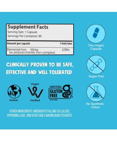 NovaFerrum All Good Iron Supplement for Adults - 50mg Per Capsule - Vegan & Gluten Free - 90 Count - Buy Online on GoSupps.com